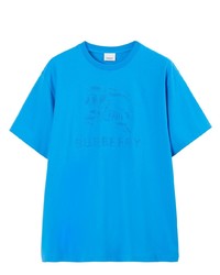 Мужская голубая футболка с круглым вырезом с украшением от Burberry