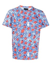 Мужская голубая футболка с круглым вырезом с цветочным принтом от Botter