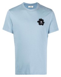 Мужская голубая футболка с круглым вырезом с цветочным принтом от Sandro