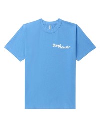 Мужская голубая футболка с круглым вырезом с цветочным принтом от Sunflower