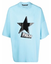 Мужская голубая футболка с круглым вырезом со звездами от Palm Angels