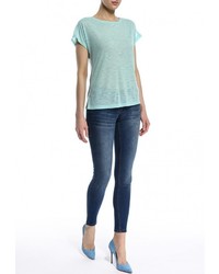 Женская голубая футболка с круглым вырезом от Baon