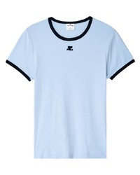 Мужская голубая футболка с круглым вырезом от Courrèges