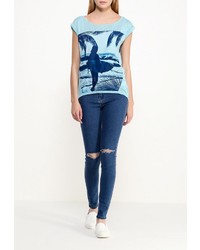 Женская голубая футболка с круглым вырезом от Emoi