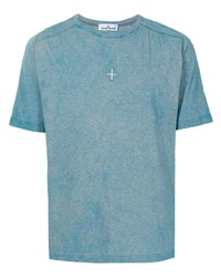 Мужская голубая футболка с круглым вырезом от Stone Island