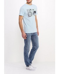 Мужская голубая футболка с круглым вырезом от Tru Trussardi