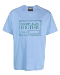Мужская голубая футболка с круглым вырезом от VERSACE JEANS COUTURE