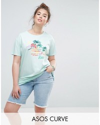 Женская голубая футболка с принтом от Asos