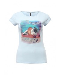 Женская голубая футболка с принтом от Concept Club