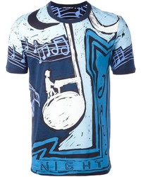 Мужская голубая футболка с принтом от Dolce & Gabbana