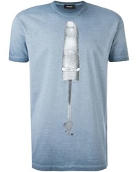 Мужская голубая футболка с принтом от DSQUARED2