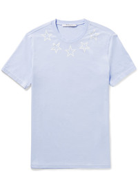 Мужская голубая футболка с принтом от Givenchy