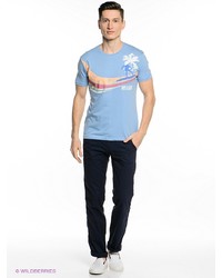 Мужская голубая футболка с принтом от Oodji