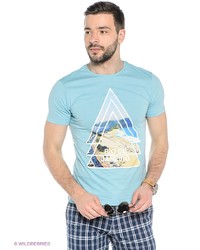 Мужская голубая футболка с принтом от Oodji