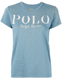 Женская голубая футболка с принтом от Polo Ralph Lauren