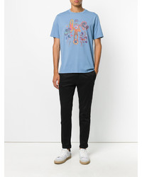Мужская голубая футболка с принтом от Paul Smith