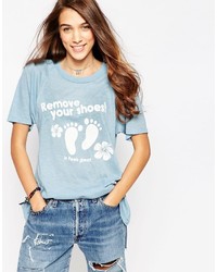 Женская голубая футболка с принтом от Wildfox Couture
