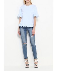 Женская голубая футболка от LOST INK