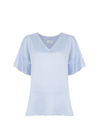 Голубая шелковая блуза с коротким рукавом от Olympiah