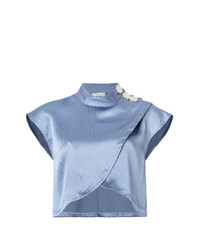 Голубая шелковая блуза с коротким рукавом от Rachel Comey