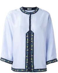Голубая шелковая блузка с вышивкой от Vilshenko