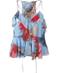 Голубая шелковая блузка с принтом от Emilio Pucci
