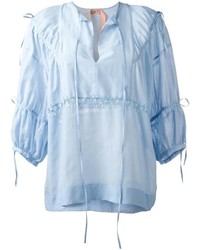 Голубая шелковая блузка от No.21
