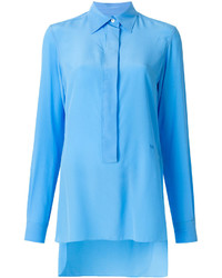 Голубая шелковая блузка от Victoria Beckham