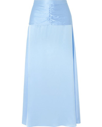 Голубая шелковая длинная юбка