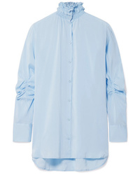 Женская голубая шелковая классическая рубашка от Carven