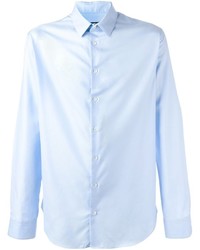 Мужская голубая шелковая классическая рубашка от Giorgio Armani