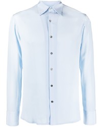 Мужская голубая шелковая рубашка с длинным рукавом от 73 London