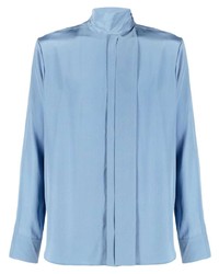 Мужская голубая шелковая рубашка с длинным рукавом от Valentino