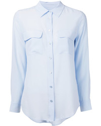 Женская голубая шелковая рубашка от Equipment