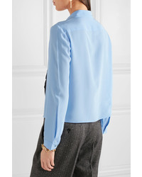 Женская голубая шелковая рубашка от Prada