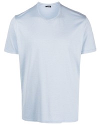 Мужская голубая шелковая футболка с круглым вырезом от Kiton