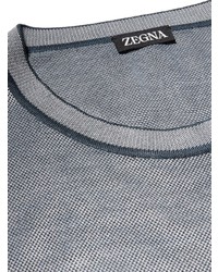 Мужская голубая шелковая футболка с круглым вырезом от Zegna