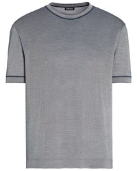 Мужская голубая шелковая футболка с круглым вырезом от Zegna