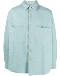 Мужская голубая шерстяная куртка-рубашка от Auralee