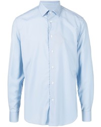Мужская голубая шерстяная рубашка с длинным рукавом от Corneliani