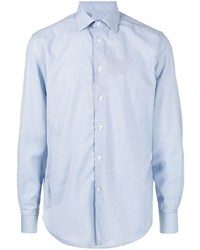 Мужская голубая шерстяная рубашка с длинным рукавом от Corneliani