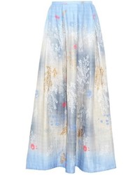 Голубая юбка с цветочным принтом