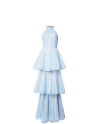 Голубое вечернее платье из фатина от Marchesa Notte