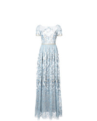 Голубое вечернее платье с вышивкой от Marchesa Notte