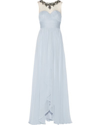 Голубое вечернее платье с украшением от Marchesa