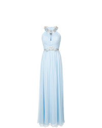 Голубое вечернее платье со складками от Marchesa Notte