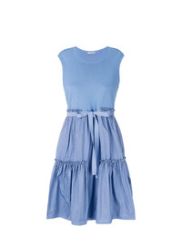 Голубое вязаное платье-миди от Moncler