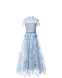 Голубое кружевное вечернее платье от Marchesa Notte