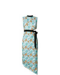 Голубое кружевное платье-миди с цветочным принтом от Three floor