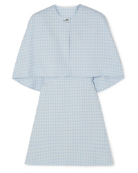 Голубое облегающее платье в клетку